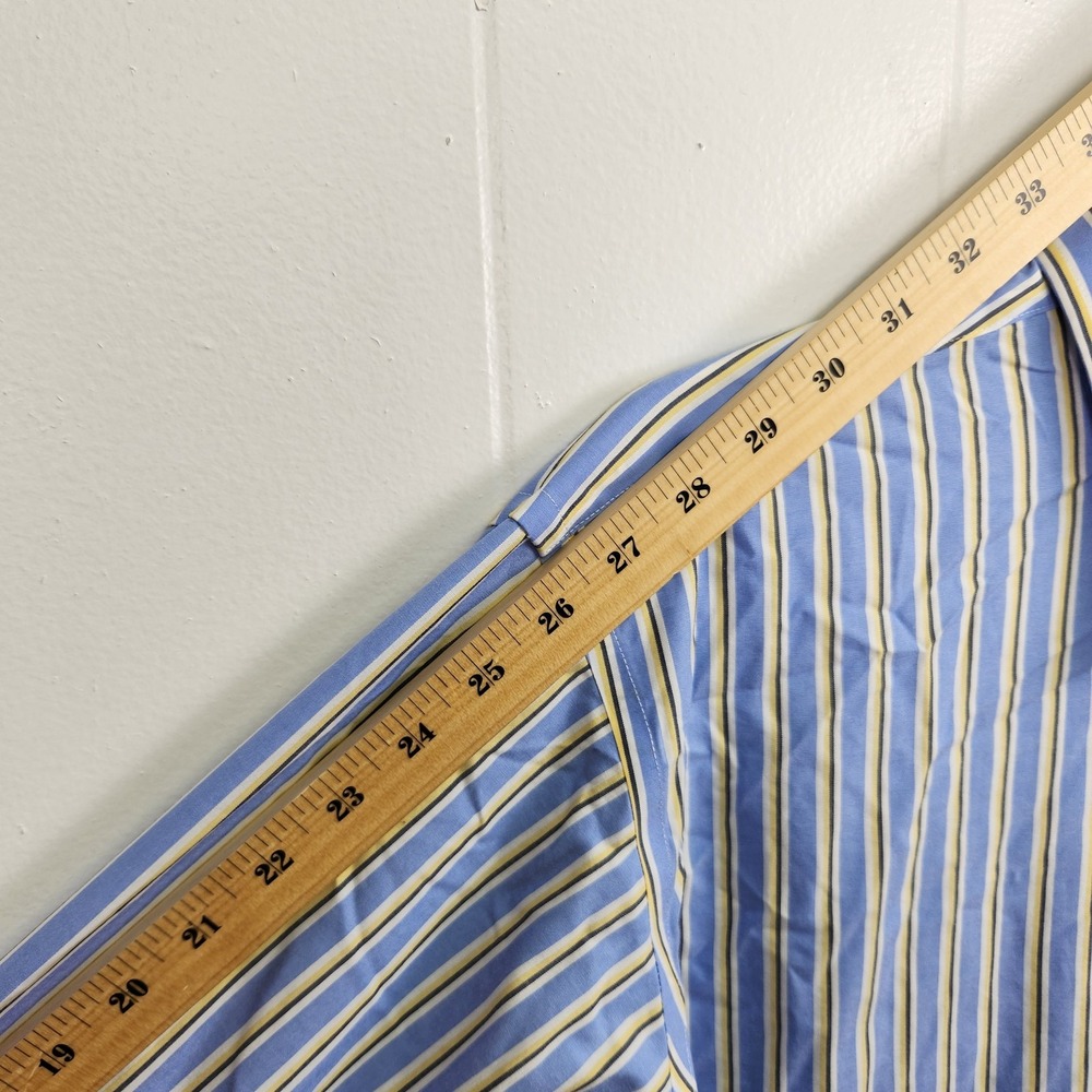 Lanesboro Shirt Mens 2XL Blue Yellow Striped Button Down Non Iron Cotton‎ Dress - Picture 8 of 9